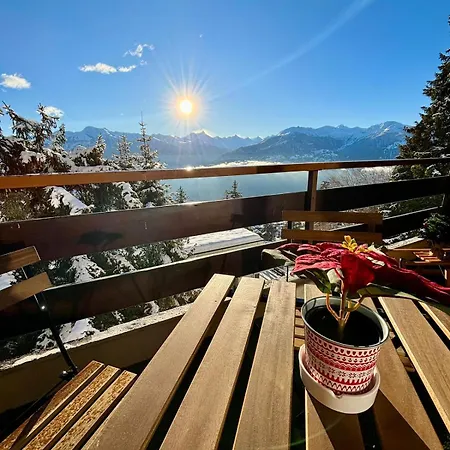Apartamento Vue Imprenable Sur Les Alpes Et Parking Prive Gratuit Crans-Montana Exterior foto